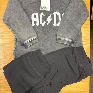 H&M AC/DC Kids toddler boy girls 4t Gray Jogger sweatshirt Set